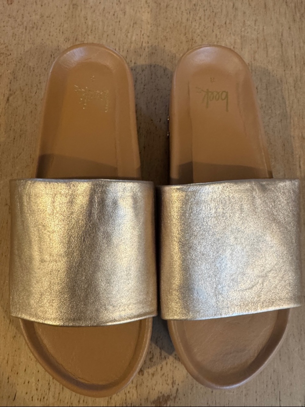 beek Metallic Gold Slide Mules